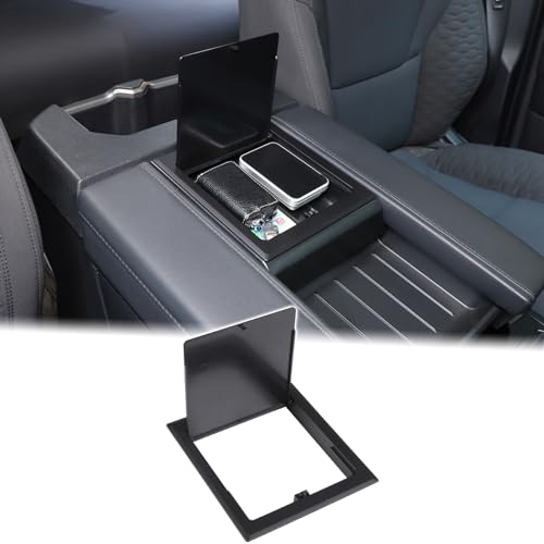 Aunginsy Armrest Hidden Storage Box Cover Lid Compatible with Toyota Tundra 2022-2026, Center Console Organizer Tray Armrest Handrail Storage Box Cover Container Insert Pallet Manager ABS Accessories - color: Matte Black(B)