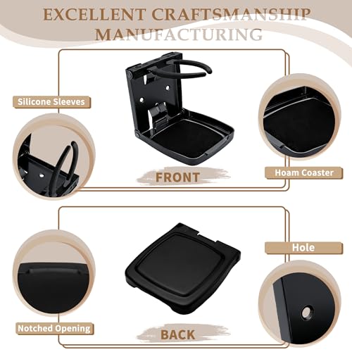 Folding Boat Cup Holder,304 Stainless Steel Cup Holder Adjustable with Shockproof & Silent Design,Universal for Car/Boat/RV/Yacht/Truck - color: 1 Pack (Black)