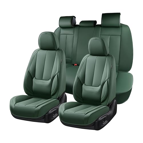 Coverado Car Seat Covers Full Set, Car Seat Protector Waterproof, Nappa Leather Car Seat Cushion, Seat Covers for Cars, Front Seats and Back Universal Fit for Most Cars - color: 8805Green, size: FullSet