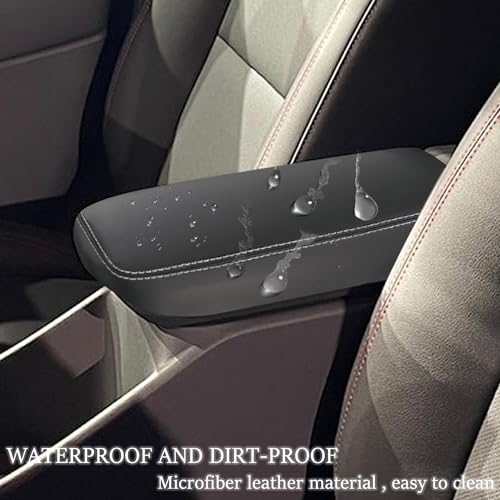 Car Armrest Cover Waterproof Center Console Pad Scratch Resistance Box Cover Anti-Scratch Leather Protector Pad for Chevy Trax 2024 2025 2026 Accessories(Black + White Stitches) - color: Black + White Stitches