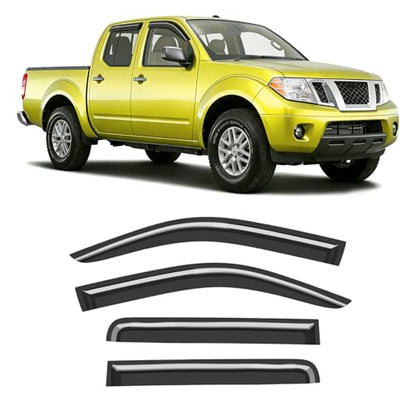 Extra-Thick Window Rain Guard for 2005-2021 Nissan Frontier Crew Cab Rain Guards Tape-on Side Truck Window Visors Low Profile Vent Visor Window Deflectors Vent Shades Car Accessories - size: Fit for 2005-2021 Nissan Frontier Crew Cab