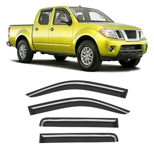 Extra-Thick Window Rain Guard for 2005-2021 Nissan Frontier Crew Cab Rain Guards Tape-on Side Truck Window Visors Low Profile Vent Visor Window Deflectors Vent Shades Car Accessories - size: Fit for 2005-2021 Nissan Frontier Crew Cab