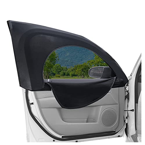Upgrade Stretchable&Breathable SUV Car Window Shade - Oversize Double Mesh for Heat Shading and Bug&UV Protection - Car Must Have Privacy Shades for Cars,Truck,SUV When Camping (Front window/2pcs) - color: Front window/2pcs