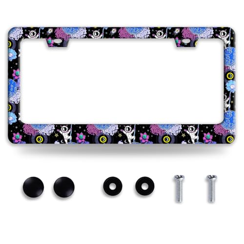 Funny Astronaut License Plate Frame Stainless Steel Universe Cartoon License Plate Holder Personalized Car Decorative Parts for Standard Us Canada Vehicles 12.3 x 6.3 Inch - color: Universe Cartoon Funny Astronaut
