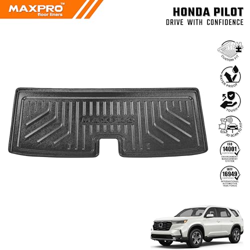 Premium MAXPRO All Weather Cargo Mat Compatible with Honda Pilot 2023-2025 | Rear Trunk Liner Custom Fit | Waterproof Heavy Duty Cargo Tray Interior Floor Protection Floor Mat - size: Cargo Liner (5th Row)