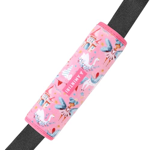 Amintiri Seat Strap Shoulder Pads for Kids, Seat Belt Cover for Children, Soft Furry Seat Belt Cushion for Travel, Cartoon Car Seat Belt Pad Cover for Boys and Girls. - color: Fairy Castle