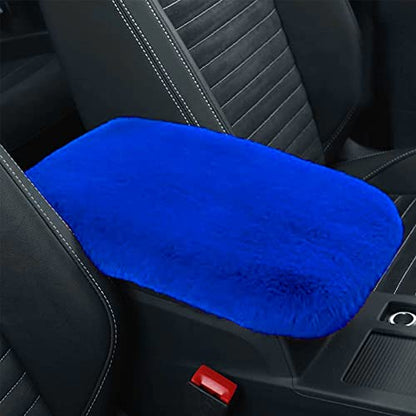 Fluffy Furry Armrest Cover for Car, Auto Center Console Cover Pad Car Soft Console Pad Wool Fur Armrest Seat Box Cover Protector Universal Fit for Most Vehicle, SUV (Royal Blue) - color: Royal blue