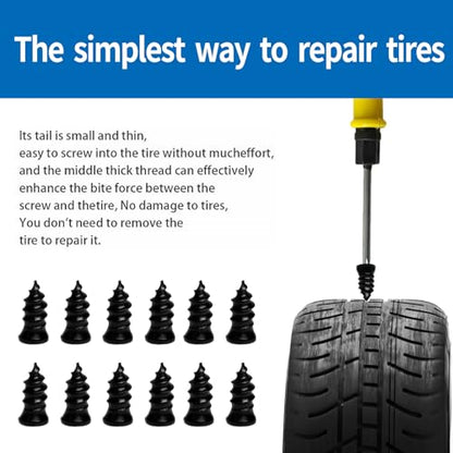 Tire Repair Rubber Nail Kit with Extraction Pliers, Screwdriver and Gloves - 40 PCS Vacuum Tire Repair Screws, Emergency Tubeless Tire Plug Kit for Car, Motorcycle, Truck, SUV, ATV