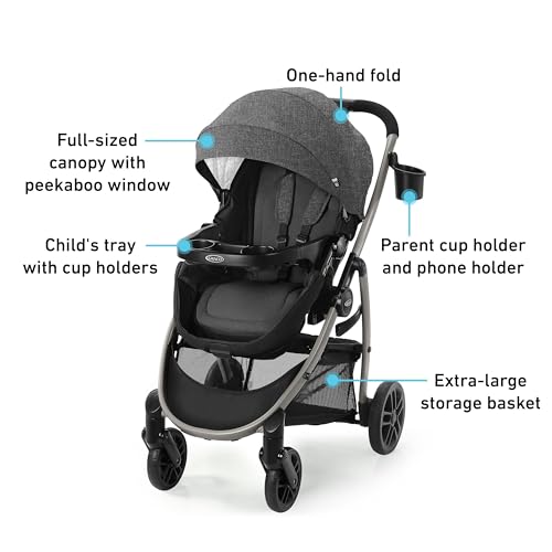 Graco® Redmond Modes Pramette Stroller 3-in-1 Convertible: Car Seat Carrier Infant Pramette to Toddler Stroller with Reversible Seat and One-hand Fold - color: Redmond, style: No Style Name