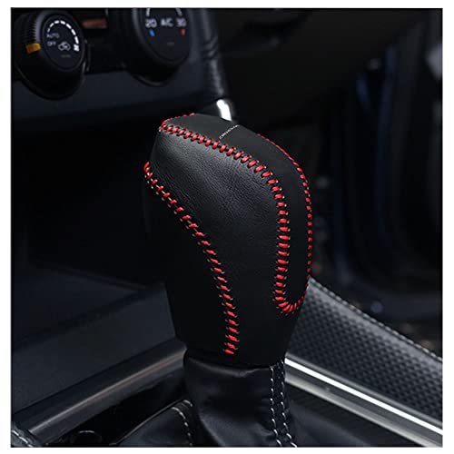 Auto Car Gear Shift Handle Knob Cover Shift Lever PU Leather Protective Interior Accessories for Subaru Crosstrek 2018-2025(Red Stitches) - color: Red Stitches