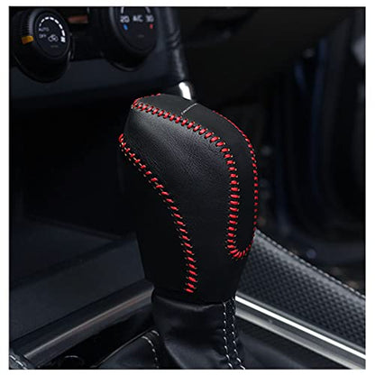 Auto Car Gear Shift Handle Knob Cover Shift Lever PU Leather Protective Interior Accessories for Subaru Crosstrek 2018-2025(Red Stitches) - color: Red Stitches