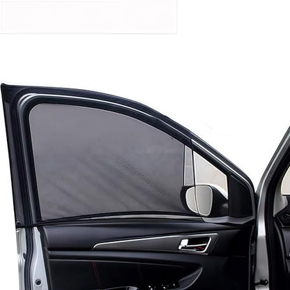 Car Front Window Sun Shade - 2 Pack Breathable Mesh Side Window Shade Sunshade UV Protection for Driver Family Pet on Front seat, Curtain with Two Holes to See Rearview Mirror, Size M - size: Medium-front Window