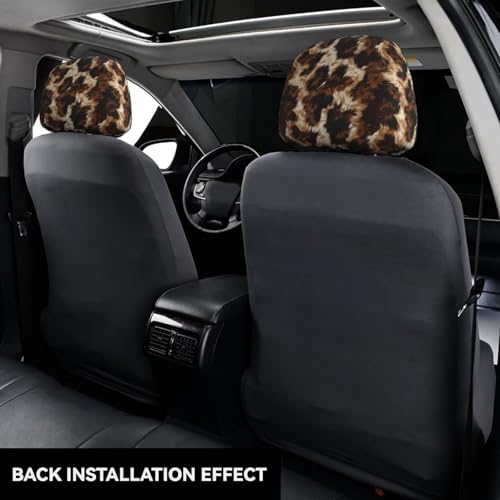 Cars Headrest Cover Cow Cowhide Stylish Car Seat Head Rest Covers for Men & Women 2 Piece Brown Headrest Protector for Most Trucks, Vans, Sedans, SUV - color: Lovely Cow
