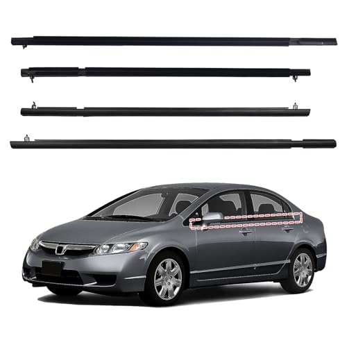 ItranMc Car Window Weather Stripping Molding Trim Belt,Compatible with Honda Civic 2006-2011 4-Door Sedan, Replace#72410-SNA-A01 72450-SNA-A01 72950-SNA-A01 72910-SNA-A01 - style: Civic 2006-2011