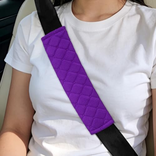 2PCS Car Seat Belt Pads Cover, Fluffy Car Seatbelt Covers, Soft Car Seat Belt Strap Cushion Protect Your Neck and Shoulder, Driving Seat Belt Shoulder Strap Cover for Most Autos (Purple) - color: Purple