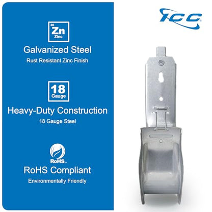 ICC - Beam Clamp with Retaining Clip for Structured Wiring, Galvanized Steel Cable Management Hooks, Rust Resistant, EIA/TIA Compliant, 4 Inch, 25 Pack - size: 10.16 cm, style: Beam Clamp