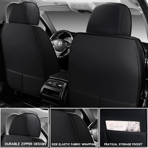 MINGBRON Leather Car Seat Covers Full Set, Universal Faux Leather Car Seat Covers 5 Seats, Automotive Seat Covers for Most Sedans SUVs Trucks, Front and Rear Seat Covers,Wine Red - color: Blue, size: 5 Seat Covers (Front & Rear)