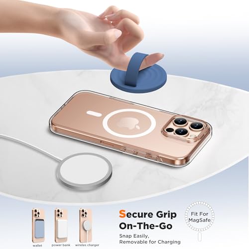 Magnetic Phone Grip Ring Holder, Liquid Silicone Magnet Cell Phone Grip Finger Loop, Compatible with Magsafe, Back of Phone for iPhone 17/16/15/14/13/12 Series, Azure Blue - color: Azure Blue