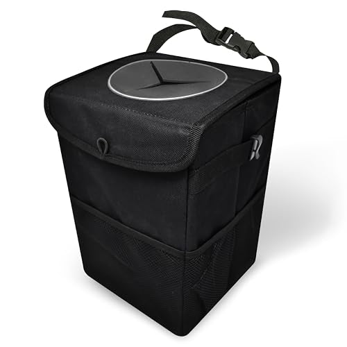EcoNour Car Trash Can with Lid (1.5 Gallons), Hanging Garbage Can, Water Proof Trash Bag for Car, SUV, Truck, Car Trash Bin (Black), Car Trash Accessories with Multipurpose Storage