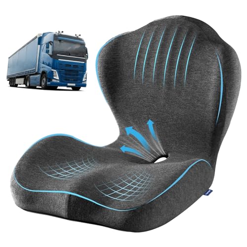 Seat Cushion for Car Truck Driver, Memory Foam Seat Cushion with Adjustable Strap,Ergonomic Lumbar/Back Support & Sciatica Relief for Long Drives, Orthopedic Cushion for Office Chair, Car, Semi Truck