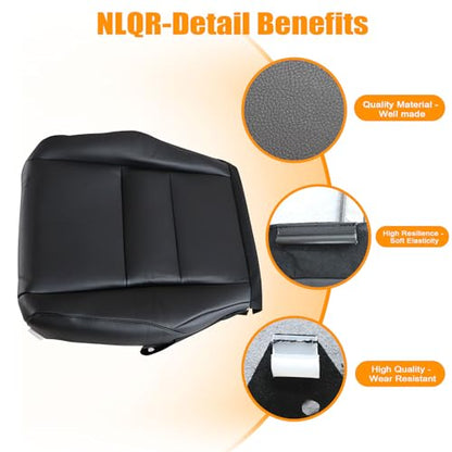 NLQR Driver and Passenger Side Bottom & Top Lean Back Replacement Seat Covers Leather Black Compatible with Honda CRV 2007 2008 2009 2010 2011 - color: Black