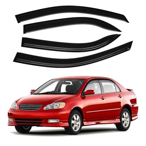 Canvcle Corolla Rain Guards - Window Visors for Toyota Corolla 2003-2008, Outside-Mount Tape-On Side Window Wind Deflectors for Corolla Accessories, Vent Visors Shades Rainproof 4PCS - size: Toyota Corolla 2003-2008