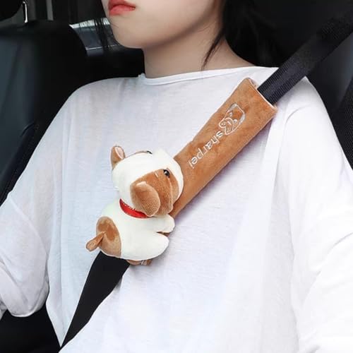 2 PCS Seat Belt Cover Pad, Cute Kawaii Animal Dog Seatbelt Covers for Kids and Adults, Winter Plush Fluffy Soft Seat Belt Cover, Cartoon Seatbelt Cushion,Car Seat Strap Pads (E-Dog) - color: E-Dog