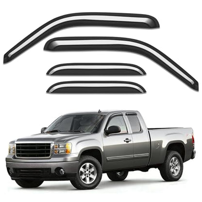 Out-Channel Window Rain Guards Fit for 1999-2006 Chevy Silverado/GMC Sierra Extended Cab, Window Visors Vent Visors Vent Shades Wind Deflector Dark Smoke Car Tape-on with Thicker 4PCS - size: Fit for 1999-2007 Silverado&Sierra Extended Cab