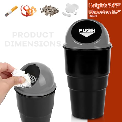 Cup Holder Trash Can for Car, Leakproof Vehicle Back Seat Garbage Can Mini Portable Trash Bin with Lid, Universal Smellproof Cup Holder Garbage Bin for Cars Trucks SUVs (Gray) - color: Gray