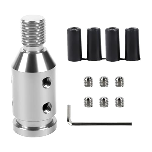 M12x1.25 Shift Knob Adapter, Aluminum Gear Shift Adapter Kit with 4-Sizes Hoses, Universal Gear Shift Knob Cover for Non-Threaded Manual Shifters, Car Stick Shift Knob Adapter (Silver) - color: Silver