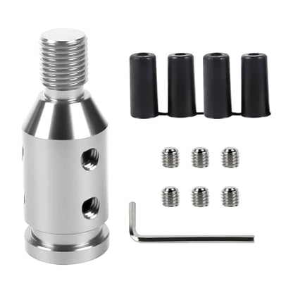 M12x1.25 Shift Knob Adapter, Aluminum Gear Shift Adapter Kit with 4-Sizes Hoses, Universal Gear Shift Knob Cover for Non-Threaded Manual Shifters, Car Stick Shift Knob Adapter (Silver) - color: Silver
