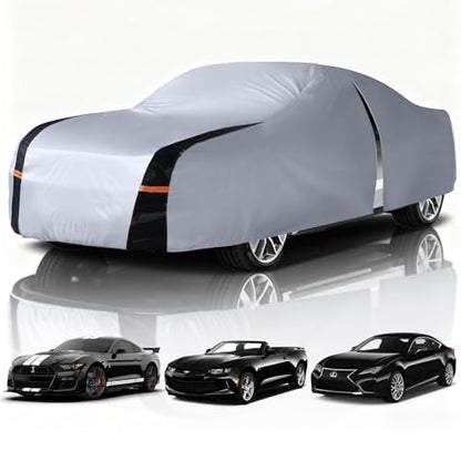 Coupe Car Cover Waterproof All Weather, 10 Layers Outdoor Car Covers for Muscle Car - Sun & Rain Protector Full Exterior Covers. Custom Fit Ford Mustang, Shelby Camaro, etc C4(Gift Towel/Storage Bag) - size: C4 Fit Coupe/Cabrio 185"-193" (See Size Chart)
