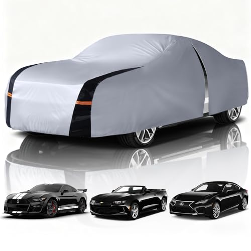 Coupe Car Cover Waterproof All Weather, 10 Layers Outdoor Car Covers for Muscle Car - Sun & Rain Protector Full Exterior Covers. Custom Fit Ford Mustang, Shelby Camaro, etc C4(Gift Towel/Storage Bag) - size: C4 Fit Coupe/Cabrio 185"-193" (See Size Chart)