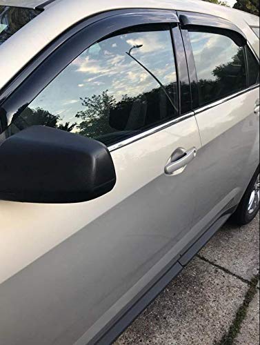 Lightronic Extra Durable Outside-Mount Auto Vent Window Visor, Fits 2010-2017 Chevrolet Equinox, UV Protection Rain Guard, Original Wind Deflector, No-Drill Easy Install, Dark Smoke, 4-Pcs - size: Outside Mount