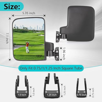 10L0L Golf Cart Mirror No Drilling Side Mirrors Universal for Yamaha, Club Car, EZGO, Folding Side Rear View Mirrors Adjustable 180 Degree HD Glass - style: Only Side Mirrors