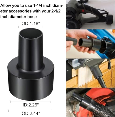 11 PCS Vacuum Accessories for Shop Vac Attachment, 2 1/2" to 1 1/4" and 1 7/8" to 1" Hose Adapter for Shop Vac, 1 1/4" 360 Degrees Swivel Vacuum Hard Floor Brush Flexible Crevice Tool - size: 11 Pack