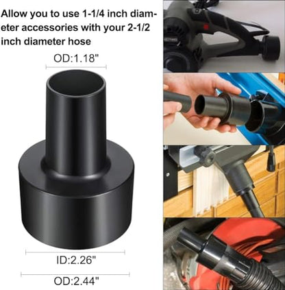 11 PCS Vacuum Accessories for Shop Vac Attachment, 2 1/2" to 1 1/4" and 1 7/8" to 1" Hose Adapter for Shop Vac, 1 1/4" 360 Degrees Swivel Vacuum Hard Floor Brush Flexible Crevice Tool - size: 11 Pack
