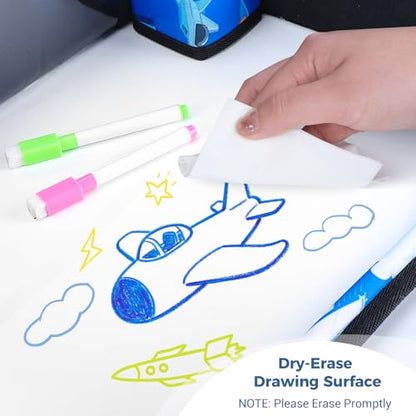 COOLBEBE Kids Travel Tray for Toddler Car Seat, Travel Tray for Airplane, Toddler Car Seat Lap Tray, Carseat Table Tray for Kids Travel Activities (Blue Plane) - color: Blue Plane