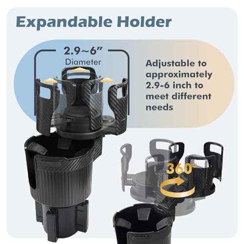 OtterVerz 11 Upgraded Car Cup Holder Expander,2 in 1 Extra Cup Holder for Car, Double Automotive Cup Holder Extender Adapter, Fits Hydro Flask, Yeti, Nalgene, 32/40 oz Large Bottles Drinks Mugs - size: 2 cup holder