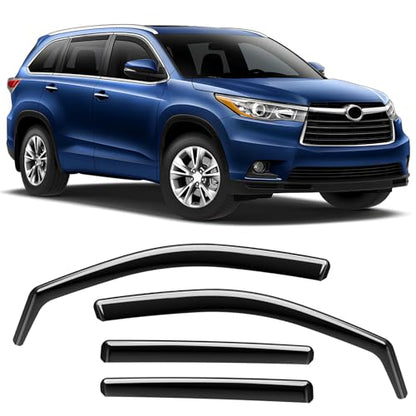 in-Channel Rain Guards Compatible with Toyota Highlander 2014 2015 2016 2017 2018 2019, Durable Side Windows Rain Guard, Wind Deflectors, Window Deflectors Black 4 PCS - size: 2014-2019 Toyota Highlander (In-Channel)