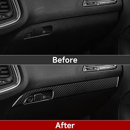 Car Copilot Glove Box Decals for 2011-2023 Chrysler 300 / 300C / 300S / Limited/Touring/Base Accessories Carbon Fiber Interior Stickers - color: Copilot Handle Box