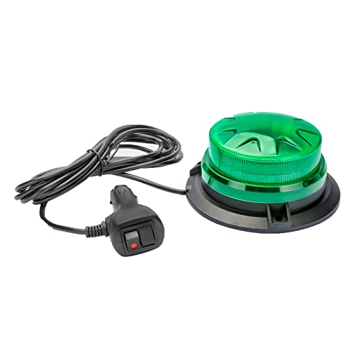 Green Led Emergency Strobe Beacon Lights with Magnetic Mount and 8 Flash Models Warning Safety Flashing Rooftop Signal Lamps for Vehicles Forklift Truck Tractor Golf (24-LED 12V-24V) - color: #4 Green