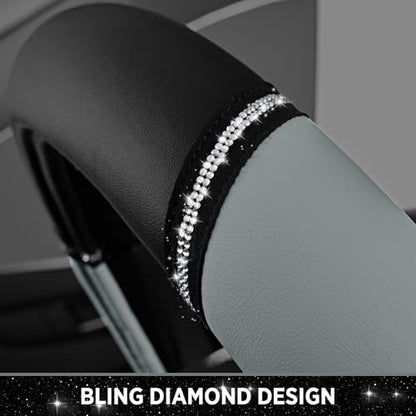 Road Comforts Leather Steering Wheel Cover - Made with PVC Leather - Anti-Slip, Universal Fit 14 1/2 inches to 15 inches - Gray - color: Gray