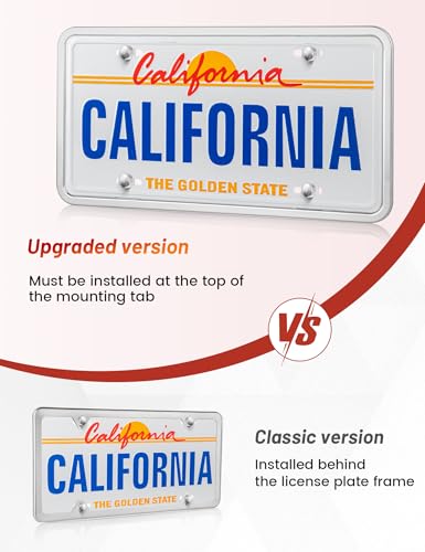 RED WOLF Chrome Polished Mirror License Plate Frame Stainless Steel Without Obstruction Car Slim Silver License Plate Holder Rustproof Unbreakable with Screws 6 x 12” Universal for Car Van (2-Pack) - style: 2-pack