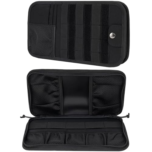 TACNEX Tactical Visor Organizer MOLLE Panel with Zipper Storage Pouch & Sunglasses Holder Car Essentials EDC Gear Tool Pack Vehicle Accessories for Truck Pickup Van SUV ORV (Sun Visor Organizer)