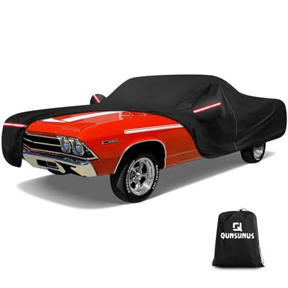 QUNSUNUS Car Cover for Chevrolet El Camino 1968-1977, Waterproof Car Covers with Cotton Lining,All Weather El Camino Cover with Straps and Zipper for Wind, Sun and Dust Protection - color: for Chevrolet El Camino 1968-1977