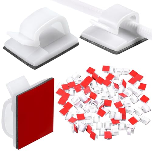 Blulu 100 Pcs Adhesive Cable Clips Bulk Wire Holder for Cord Organizer Clips Cable Management Outdoor Light Hooks for Christmas Wall String Lights Fairy Lights - color: White, size: Small