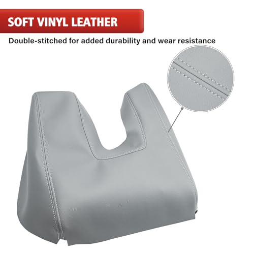 KBH Car Center Console Cover Replacement for Toyota Tundra 2014 2015 2016 2017 2018 2019 2020 2021, Vinyl Leather Armrest Lid Uhpholstery, Anti-Scratch, Gray (Leather Part Only) - color: Gray