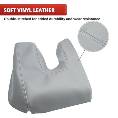 KBH Car Center Console Cover Replacement for Toyota Tundra 2014 2015 2016 2017 2018 2019 2020 2021, Vinyl Leather Armrest Lid Uhpholstery, Anti-Scratch, Gray (Leather Part Only) - color: Gray