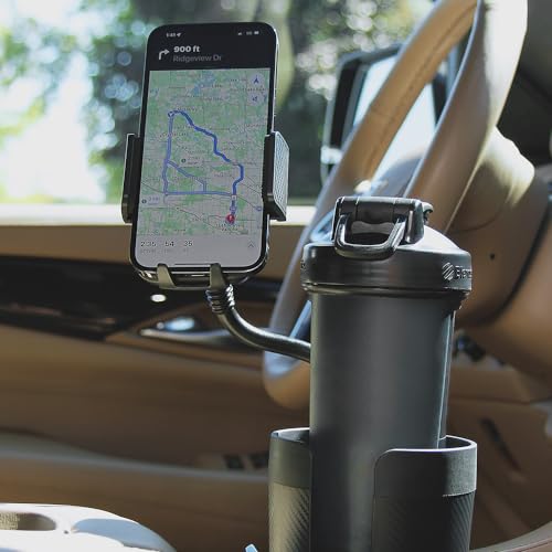 CupCargo Pro – 2-in-1 Car Cup Holder Expander and 360° Phone Mount with Adjustable Base and Flexible Neck, Universal Fit